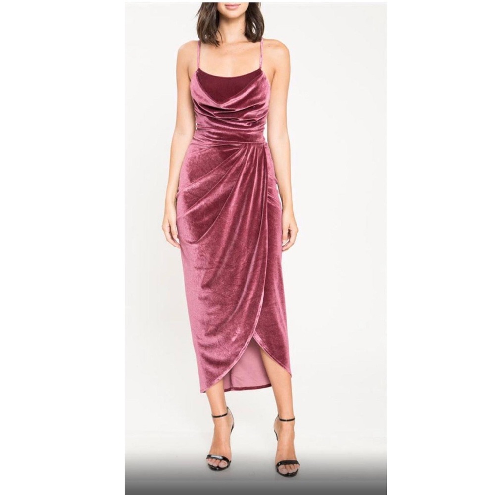 Rose Velvet Midi Dress